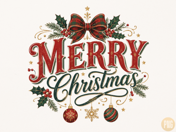 Download Merry Christmas Vintage Typography PNG - Premium Resources