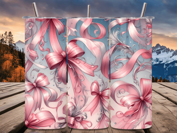 Download Pink Ribbon Bow Pattern Tumbler Wrap - Ribbon bow pattern Collection