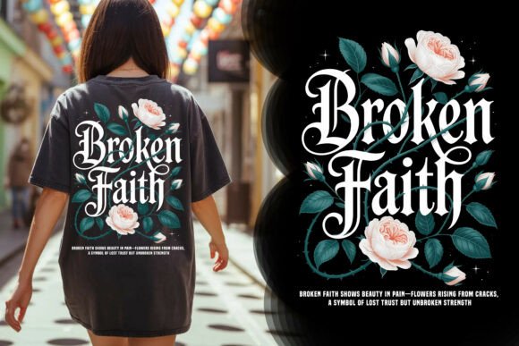 Download Broken Faith Floral Typography Tee - Premium Bundle