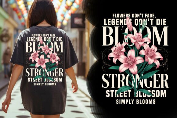 Download Bloom Stronger Floral Typography Tee - Premium Bundle