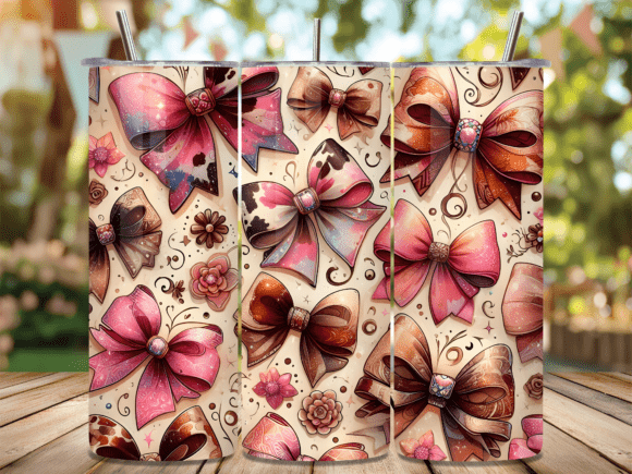 Download Pink Ribbon Bow Pattern Tumbler Wrap - Ribbon bow pattern Collection